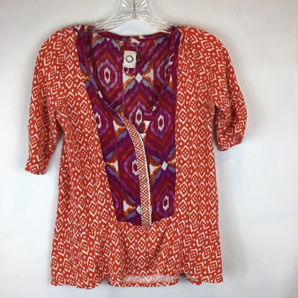 🌺3 FOR $20🌺 ANTHROPOLOGIE Akemi + Kin Ikat split neck top S